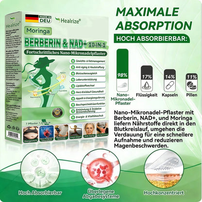 Offizieller Shop | 🩹🔬 GLORDENDA® Moringa Berberinex NAD+ 10-in-1 Nano-Mikronadel-Patch (Nur einmal täglich, sichtbare Veränderungen in 7 Tagen) ✅ Für Übergewicht, lockere Haut, Diabetes, Schlafapnoe, Gelenkprobleme und mehr